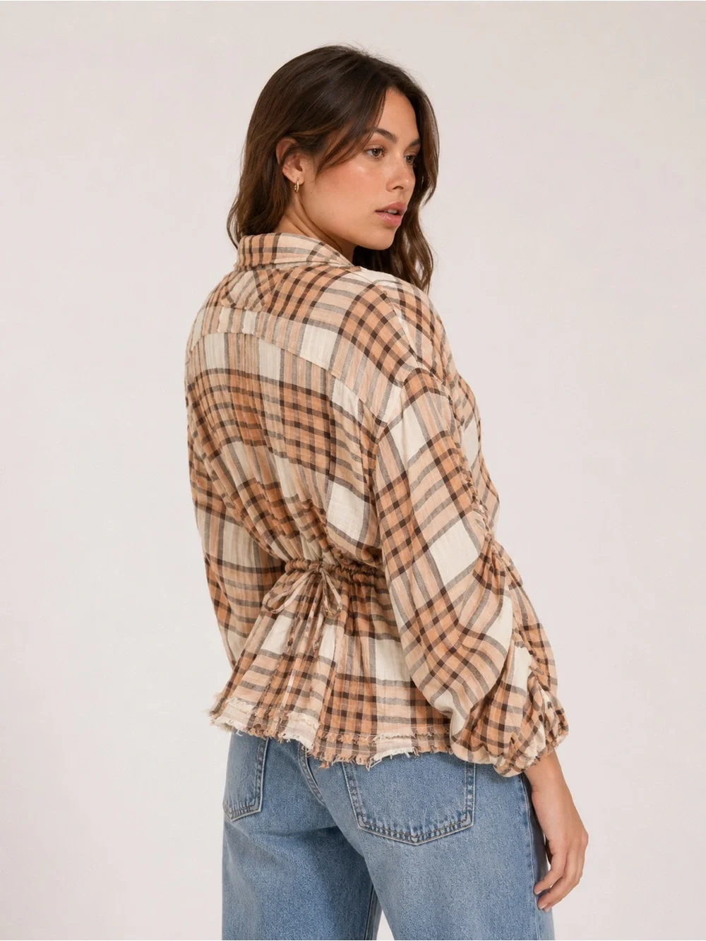 🎉LAST PIECE🎉 Free People Women's Pacific Dawn Drawstring Plaid Shirt‎